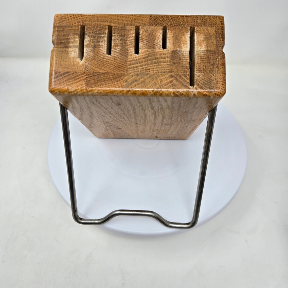 Cutco Oak Wood Knife Block 5 Slot Kitchen Cutlery Storage Holder with Wire Stand - Picture 2 of 6